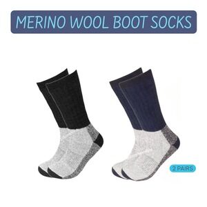 Winter Thermal Socks Merino Wool Temp Rated -25* Black / Navy 10-13 NEW 2pk